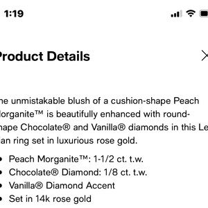 Peach Morganite and choc diamond ring